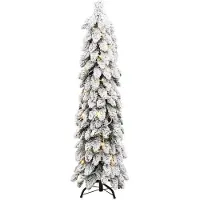 vidaXL Sapin de Noël artificiel pré-éclairé avec 80 LED/neige floquée