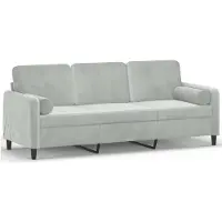 vidaXL Canapé 3 places avec coussins décoratifs gris clair 180 cm velours