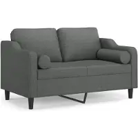 vidaXL Canapé 2 places avec oreillers gris foncé 120 cm tissu
