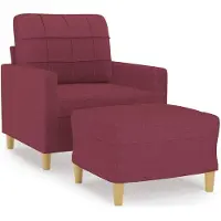 vidaXL Fauteuil avec pouf vin rouge 60 cm Tissu