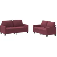 vidaXL Ensemble de canapés 2 pièces avec coussins vin rouge Tissu