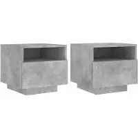 vidaXL Armoires de chevet avec lumières LED 2 pcs gris béton