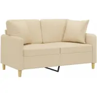 vidaXL Canapé 2 places avec oreillers décoratifs crème 120 cm tissu