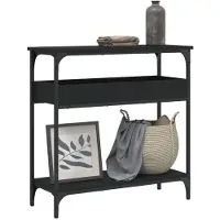 vidaXL Table console avec étagère noir 75x29x75 cm bois d'ingénierie
