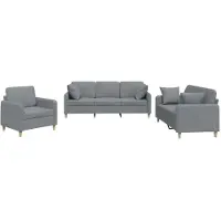 vidaXL Ensemble de canapés 3 pièces avec coussins Tissu gris clair