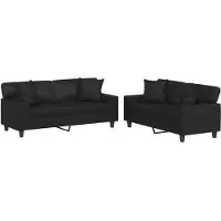 vidaXL Ensemble de canapés 2 pièces avec coussins Noir Similicuir