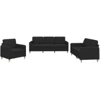 vidaXL Ensemble de canapés 3 pièces avec coussins Tissu noir