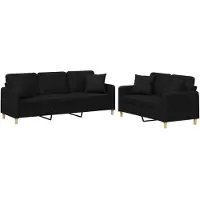 vidaXL Ensemble de canapés 2 pièces avec coussins Tissu noir