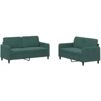 vidaXL Ensemble de canapés 2 pièces vert foncé velours