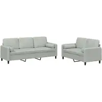 vidaXL Ensemble de canapés 2 pièces avec coussins gris clair velours