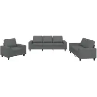 vidaXL Ensemble de canapés 3 pièces gris foncé Tissu