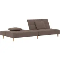 vidaXL Canapé-lit à 2 places avec deux oreillers taupe tissu