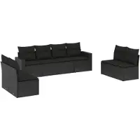 vidaXL Ensemble de jardin canapé 8 pièces avec coussins noir poly rotin