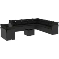 vidaXL Ensemble de 12 canapés de jardin avec coussins noir poly rotin