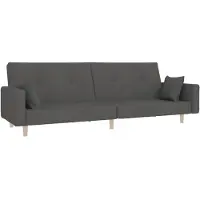 vidaXL Canapé-lit 2 places avec 2 coussins Tissu gris foncé