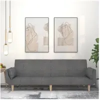 vidaXL Canapé-lit à 2 places avec deux oreillers gris clair tissu