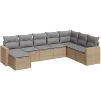 vidaXL Ensemble de salon de jardin 9 pièces avec coussins gris clair Poly rotin