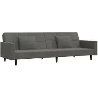 vidaXL Canapé-lit 2 places avec 2 coussins gris foncé velours