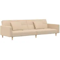 vidaXL Canapé-lit 2 places avec 2 coussins Tissu Crème