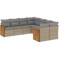 vidaXL Ensemble de jardin canapé 8 pièces avec coussins Beige Poly Rattan