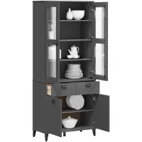 vidaXL Highboard VIKEN Anthracite 80x40x190 cm Pin massif