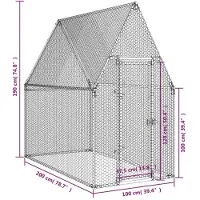 vidaXL Cage à poules argentée 200x100x190 cm Acier galvanisé