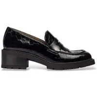 Wonders pour femme. D-1401_5633_5792 Mocassins en Cuir Evoclub 01 Noir (38), 1 à 3 cm, Aucun, Casuel, Classique, Vernis