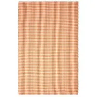 Homescapes Tapis tissé orange et blanc à carreaux - Tapis en coton à carreaux Vichy, 70x120cm