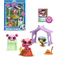 Bandai Pack thématique avec 3 animaux de compagnie - - Littlest Pet Shop Camping - Animaux et accessoires