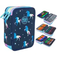 CoolPack Jumper 3 Trousse à crayons à 3 compartiments Licorne bleue avec accessoires