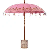 vidaXL Parasol balinais avec socle Rose 215 x 215 x 260 cm