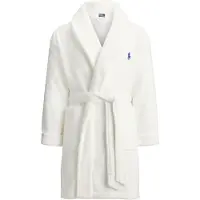 Ralph Lauren Peignoir court ' Short Bathrobe - Iconic Bear ' blanc