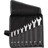 Promat Handel AG Jeu de clés mixtes 8 pces. SW 8-19mm forme A CV-acier en trousse à roulettes PROMAT (10 mm, 11 mm, 12 mm, 13 mm, 14 mm, 15 mm, 16 mm, 17 mm, 18 mm, 19 mm, 8 mm, 9 mm)