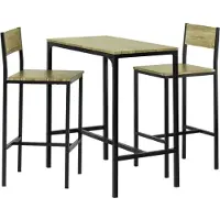 SoBuy Ensemble table de bar + 2 chaises haute cuisine