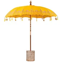 vidaXL Parasol balinais 260 Jaune 210-220 cm Coton et bois massif