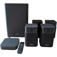 Hisense Système Home Cinéma HT-SATURN Tuned by Devialet 4.1.2 CH sans fil avec 4 enceintes satellites + caisson de basses sans fil Noir