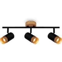 Briloner Spot, noir, avec bois, sans 3xGU10/max.9W