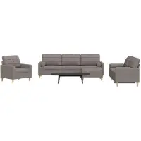 vidaXL Ensemble de canapés 4 pièces avec pouf & coussins décoratifs Taupe Tissu