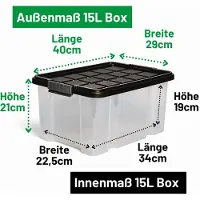 Novaliv Boîte de rangement avec couvercle 15L Anthracite Boîte plastique empilable Nestbar avec fermeture à clip Eurobox Boîte plastique sans BPA 41 x 29 x 20 cm