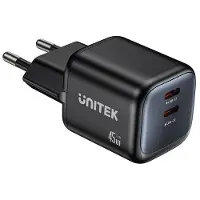 UNITEK Chargeur mural 2 ports 45 W, 2 ports USB-C PD 3.0, QC