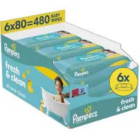 Pampers Fresh Clean, lingettes humides, 6 x 80 pcs