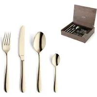 Amefa Oxford 1860ZVMDF3C40 Champagne, set de couverts 24 pièces avec coffret en bois