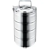 Orion Boîte à lunch isotherme en acier inoxydable, 4 compartiments, 4 x 1,1 l