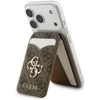 GUESS Porte-cartes magnétique 4G avec grand logo en métal, support et miroir, marron - GUWMSMIP4GW