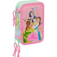 Disney Princess Trousse à crayons avec accessoires Princess Bloom rose aquamarine 12,5 x 19,5 x 5,5 cm 37 pièces