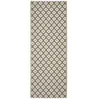 Homescapes Tapis d'extérieur résistant aux intempéries, tapis de couloir vert et blanc 75 x 200 cm, tapis de jardin May à motifs géométriques, tapis de balcon réversible