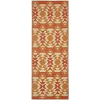 Homescapes Tapis d'extérieur résistant aux intempéries, tapis de passage orange-rouge 75 x 200 cm, tapis de jardin Anya à motifs ethniques, tapis de balcon réversible