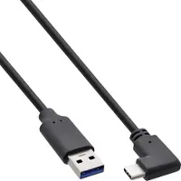 InLine Câble USB 3.2, USB-C prise coudée à A prise, noir, 0,3m