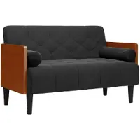 vidaXL Canapé deux places avec coussins cylindriques velours noir 110 cm