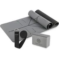 HMS Tapis de yoga YM10 en TPE avec brique KJ02 et sangle de yoga SJ02
